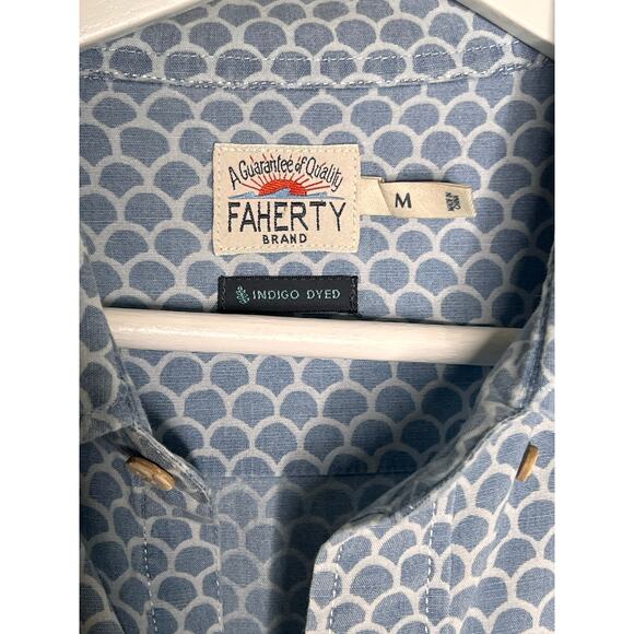 Faherty Short-Sleeve Stretch Playa Button-Down Shirt Fishscale Redux Mens Medium - Picture 6 of 10